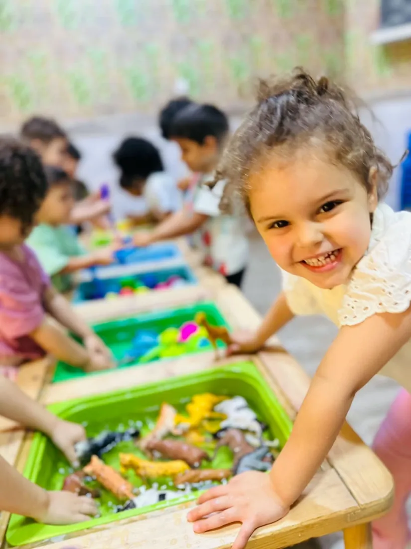 Children busy at the sensory trays